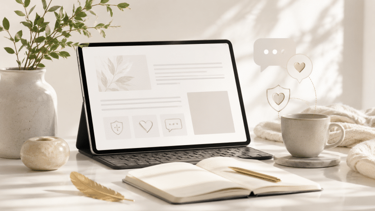image d'un ordinateur avec un article web santé