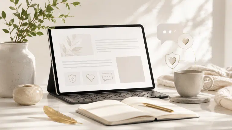 image d'un ordinateur avec un article web santé